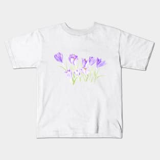 purple crocus flowers watercolor Kids T-Shirt